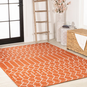 Ourika Moroccan Geometric Textured Weave Indoor/outdoor Rug